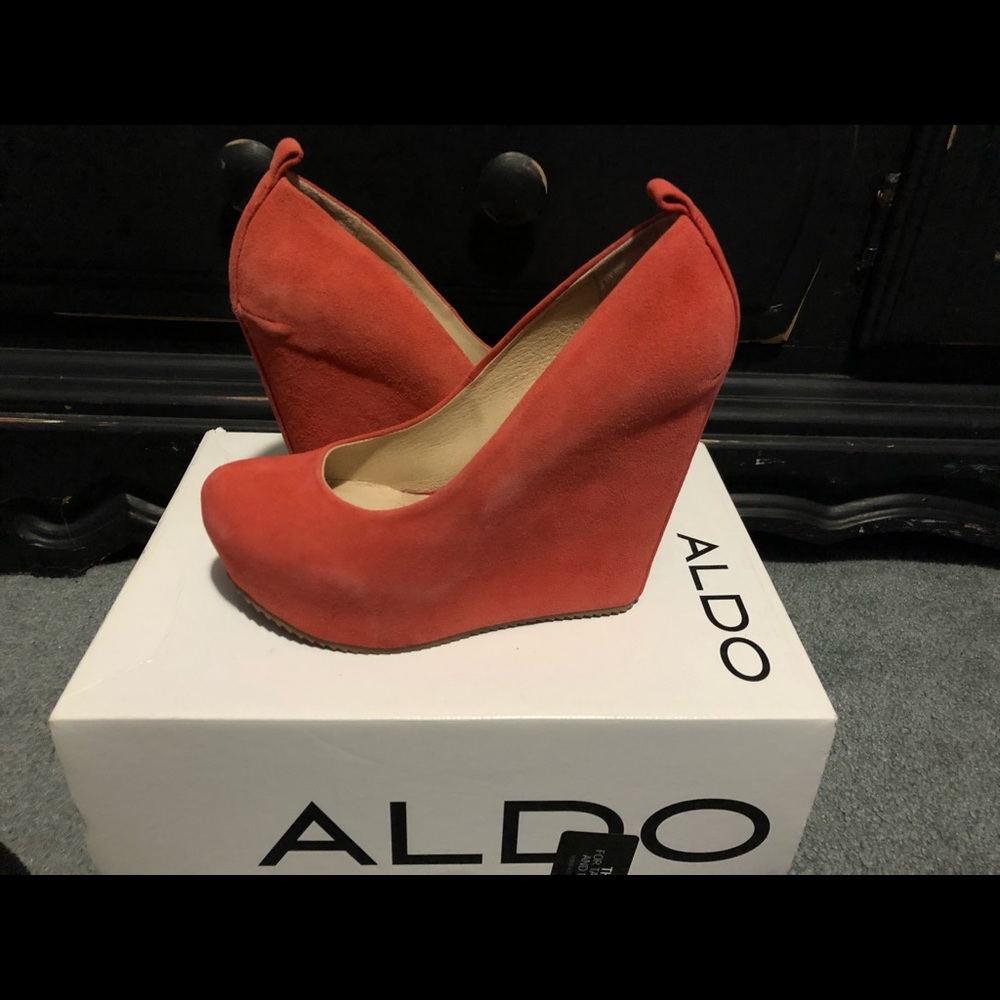 Coral Suede Wedges